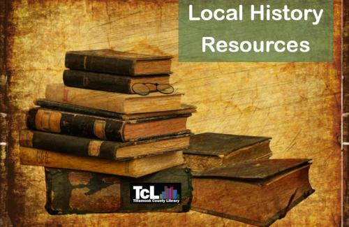 Local History Resources text with image of a stack of books.