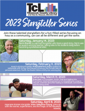Storyteller Series once a month at the Tillamook Main Library full flyer.