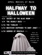 Halfway to Halloween Flyer with a ghost wearing sunglasses