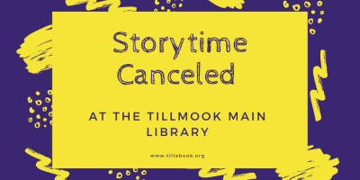 Storytime cancellation flyer.