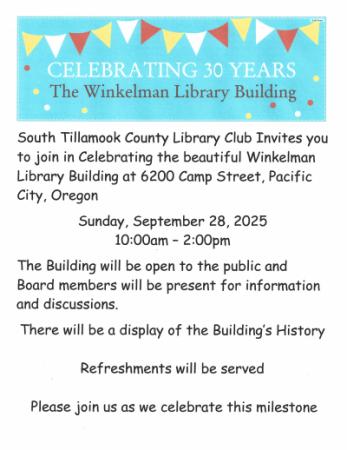 Pacific City Library turns 30 flyer