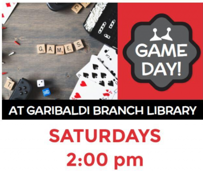 Game Days on Saturdays at 2pm at the Garibaldi Library, starting 10 September 2022, rotator image