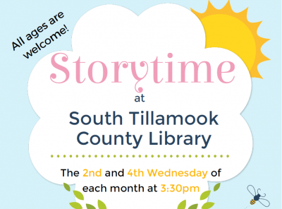 Pacific City Storytime 2nd & 4th Wednesdays at 3:30 pm 