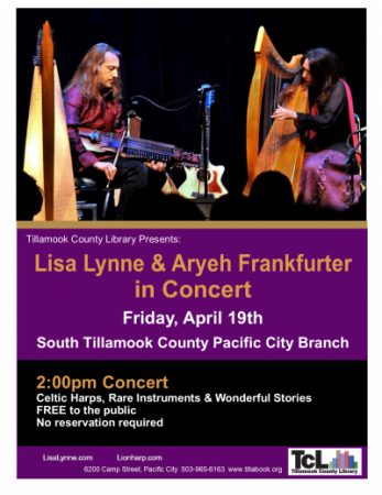 Lisa Lynne and Aryeh Frankfurter concert in Pacific City, full flyer.