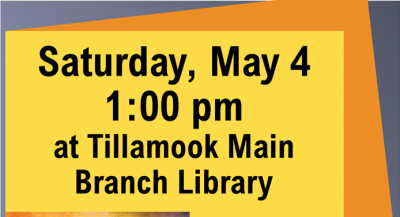 Author Cheryl Gill Visits Tillamook on May 4th at 1:00pm, top of flyer.