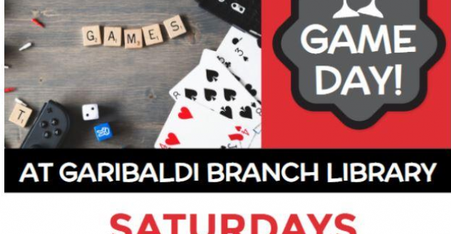 Game Days on Saturdays at 2pm at the Garibaldi Library, starting 10 September 2022, rotator image