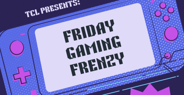 Friday Gaming Frenzy for Teens, top of flyer.